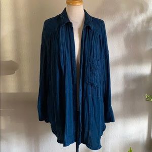 Free People blue-lined button down tunic